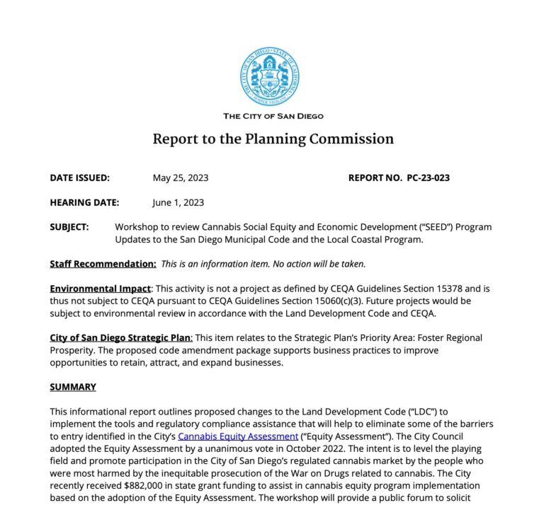 SEED Cannabis Equity Program Code Amendments and Public Comment Period