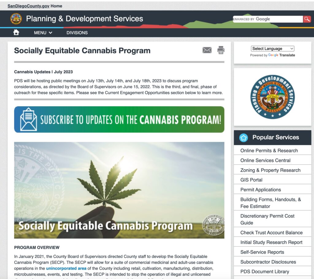 July 13 San Diego County Cannabis Social Equity Phase 3 Public Meetings