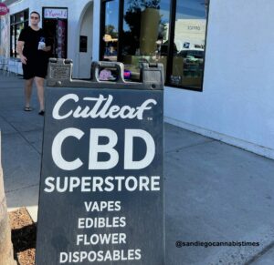 Cutleaf Storefront sign, San Diego Cannabis Times
