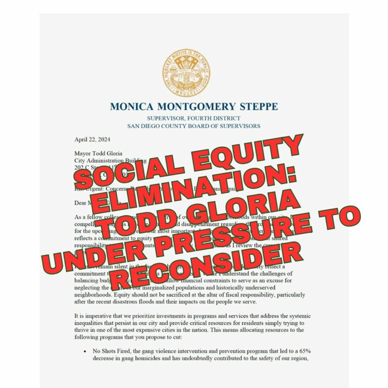 Social equity ELIMINATION: todd gloria under pressure to reconsider