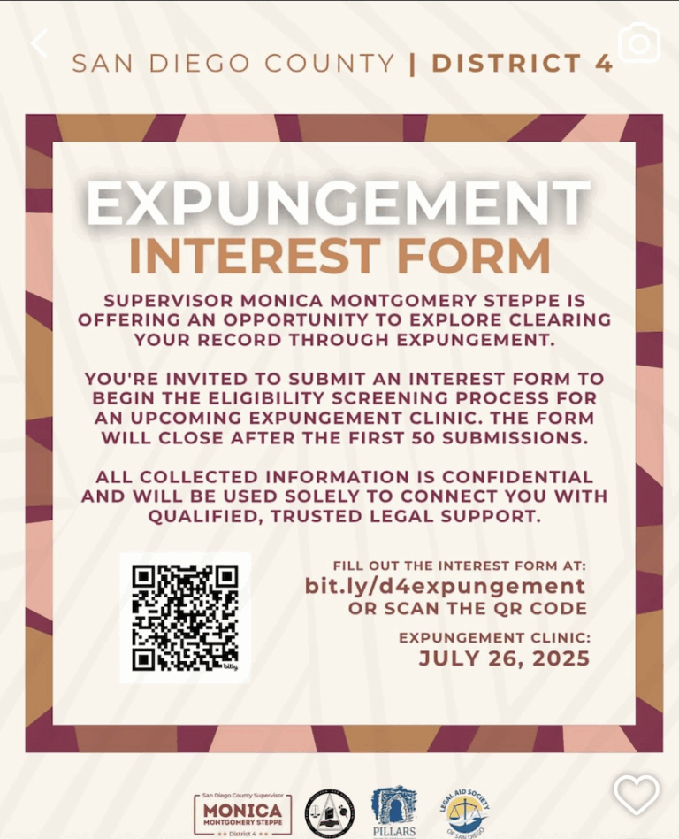 County Supervisor Announces Expungement Clinic Clear your record through Expungement Clinic