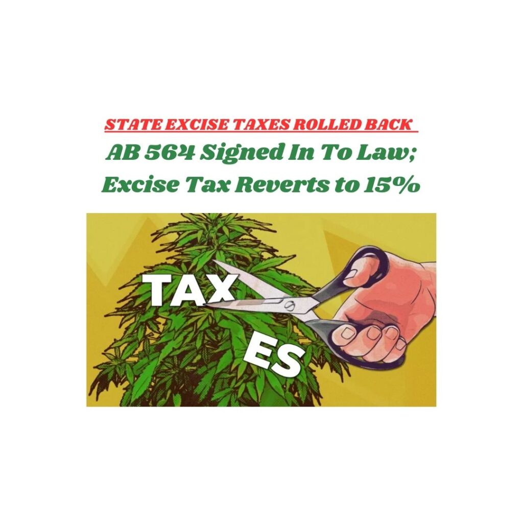 AB 564 Signed In To Law; Excise Tax Reverts to 15%